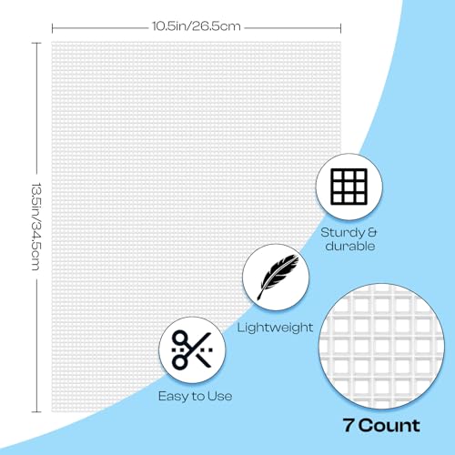 Caydo 12 Pieces 7 Count Plastic Mesh Canvas Sheets, Eye Mesh for Therian Mask, Acrylic Yarn Crafting, Knit Crochet Projects and Make Aquarium Dividers (10.5 X 13.5 Inch) - color: Clear White - 12pcs
