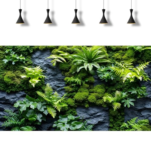 2 Packs Rock Wall Reptile Tank Background Lush Green Tropical Leaves Aquarium Background Nature's Embrace Tropical Green Plants Fish Tank Backgrounds Moss Wall Reptile Enclosure Backgrounds 24x16in - color: Green, size: 24(W)x16(H)in