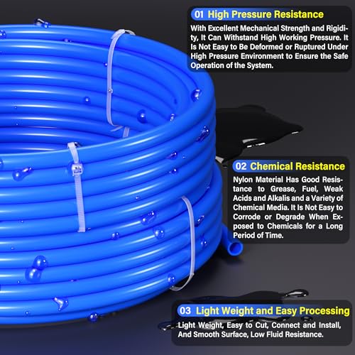 TAILONZ PNEUMATIC Air Line 4mm od Blue Pneumatic Nylon Tube 32.8ft Air Brake Tubing Nylon Hose - color: Blue-Nylon, size: 4mm OD/32.8ft/10m