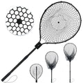 All Metal Telescoping Rubber Fishing Net with Handle Length: 59" Depth:19.7" Hoop: 26"x18" Large Silicone Fish Landing Net Pier/Kayak/Fishpond/Saltwater/Salmon Extendable Fishing Gear - color: Black