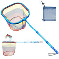 DaddyGoFish Kids Fishing Net - Extendable Telescopic Landing Net for Boy Girl Children Catching Small Fish Crab Shrimp Minnow Dragonfly Beach Pier Lake River Ocean - color: Style 3 (Blue)