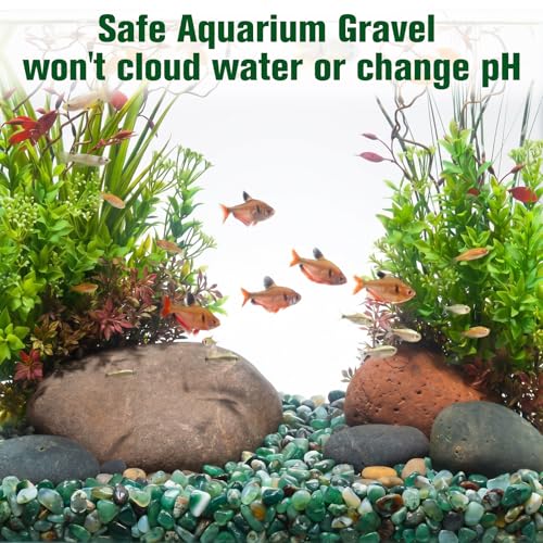 Halatool 8LB Green Agate Stones 0.35"- 0.6" Aquarium Gravel for Fish Tank Natural Landscaping Pebbles Decorative Polished Stones for Plants Home Decor DIY Handmade & Vase Filler - size: 8 LB, style: Green Pebbles