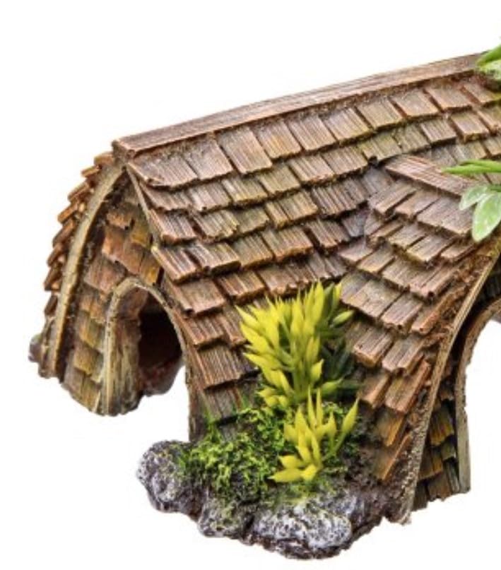Nobby Cottage with Plants Aquarium Ornaments, 15 x 14 x 8 cm