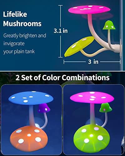 Uniclife Betta Mushroom Hammock Soft Aquarium Rest Bed Fish Breeding Playing Pad with Suction Cup Silicone Ornament Decoration Colorful Lifelike Decor for Fish Tank Landscape, 2 Pack - color: Pink&Blue, size: Mushroom Hammock