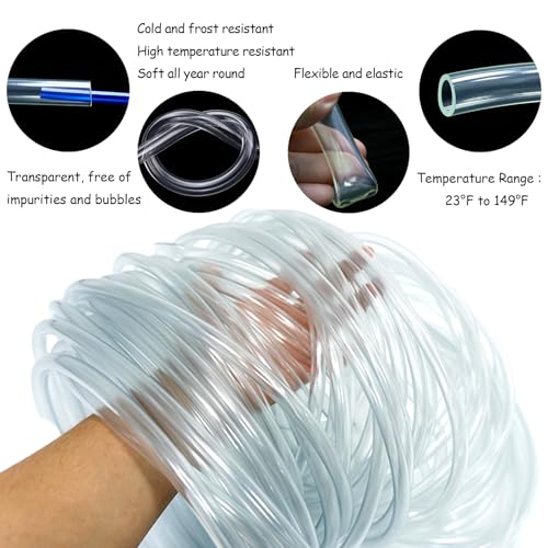 100 Feet PVC- 1/4" ID Clear Vinyl Tubing Food Grade Multipurpose Tube for Beer Line, Kegerator, Wine Making, Aquaponics, Air Hose - size: 1/4" ID, style: 100 Feet