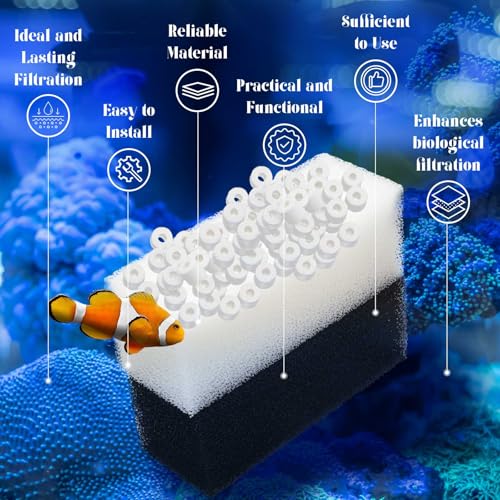 Threlaco 22 Pcs/4 Set of Three-Stage Filtration Fish Tank Filter Compatible with Aquaclear 110 Power Filter, Maintenance Kit, Foam Pads, Mesh Bags, Ceramic Rings, for 60- to 110-gallon Aquariums - style: Aquaclear 110