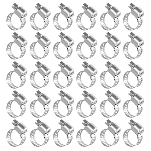 30PCS 304 Stainless Steel Hose Clamp Assortment Kit, 3/8'' - 5/8'' (10-16mm) Adjustable Worm Gear Fuel Line Clamp for Plumbing, Automotive And Mechanical Applications - size: 30pcs 10-16mm