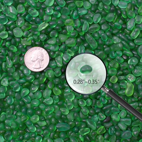 Keedolla Green Fish Tank Gravel Aquarium Frosted Glass Rocks, 0.5 Lb Mini Fish Tank Pebbles Stones Marbles for Vase Fillers, DIY Crafts and Succulent Plants Decor, 6-9mm - color: Green, size: 0.5 LB