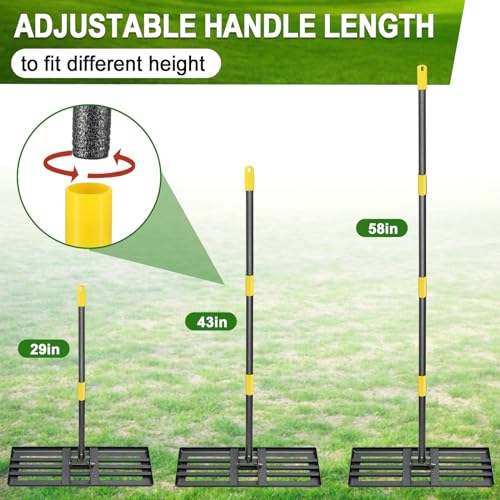 Lawn Leveling Rake, 30"x10" Levelawn Tool, 5FT Adjustable Handle Leveling Tool Heavy Duty Stainless Steel Lawn Leveler for Yard Garden Golf Course Soil Grass - style: 30X10" - 5FT