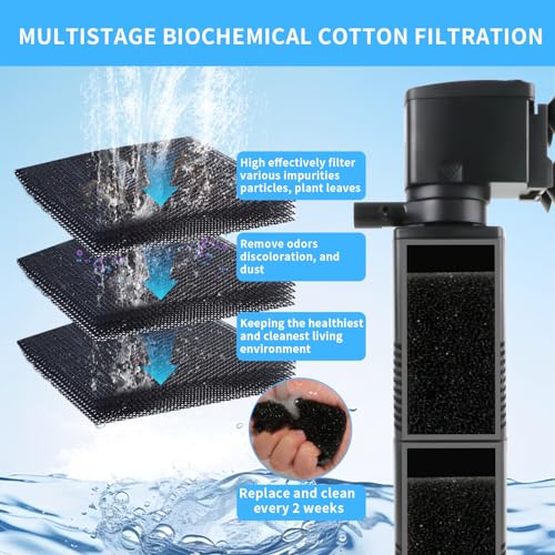 Aquarium Filter for 55-150 Gallons Tank, Internal Fish Tank Filter, Powerful Pump Submersible for Large Fish Tanks, Turtle Tanks, Kois Aeration Deodorization Wave Making Decontamination Filter System - size: 55-150 Gallon Fish Tank