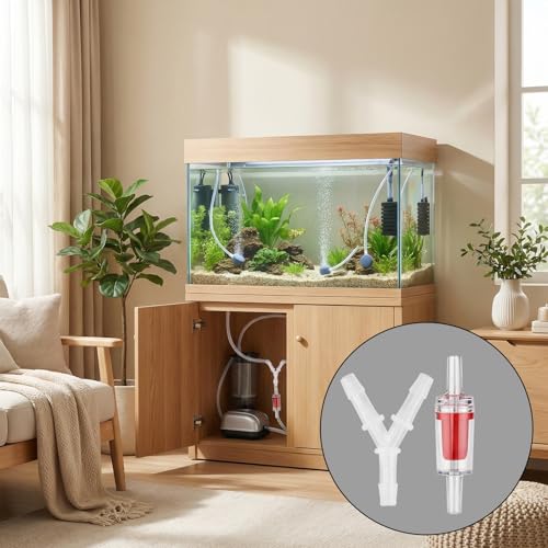 6 Pcs Aquarium Air Pump Connectors with Check Valve Aquarium, Y Shape 3 Way Airline Tubing Connector, Plastic Barb Equal Y Tee, Anti Shedding Fish Tank Tube Adapters Splitter