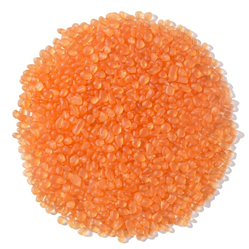 Keedolla Aquarium Rocks Betta Fish Tank Gravel, 8oz Frosted Sea Glass Marbles Gemstones for Vase Fillers, DIY Crafts and Home Decor - Orange, 6-9mm - color: Orange, size: 0.5 LB