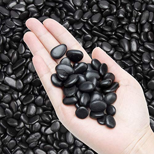 Black Small Decorative Pebbles - Gravel River Rock,Natural Polished Decorative Stones 3/8" Gravel Size,Pebbles Gravel for Bamboo Plants,Succulent,Home Decor,Landscaping,Vase Fillers and More. - color: Black, size: 5 LB