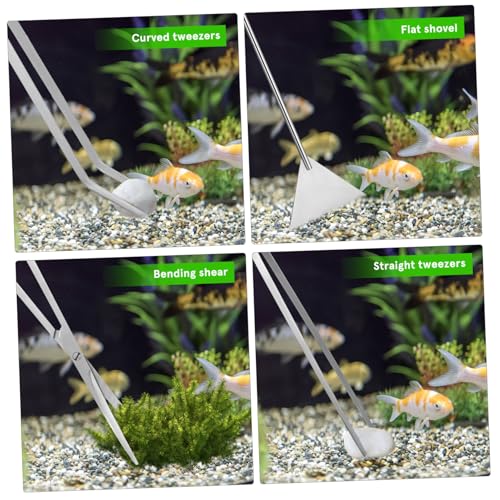HANABASS 1set Aquascaping Tools Tweezers Scissors and Scraper for Aquarium Plant Maintenance and Fish Tank Cleaning