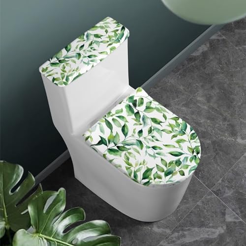 Toilet Lid Tank Protector Cover Pack of 2, Toilet lid Cover Stretch Toilet Tank Lid Cover Replacement Machine Washable Fits Most Standard Tanks & Lids, Leaf Green - color: Leaf Green