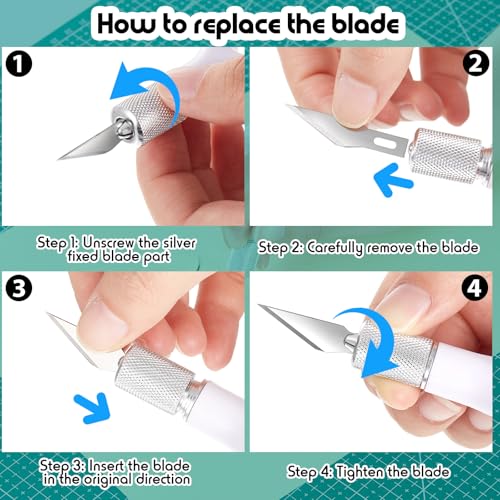 8 Set Fingertip Craft Knife 4.2 Inch Finger Detail Knife with Blades Ergonomic Hobby Handle with Finger Grip Cutting Tool for Precision Cutting and Trimming, 20 Pcs Blades