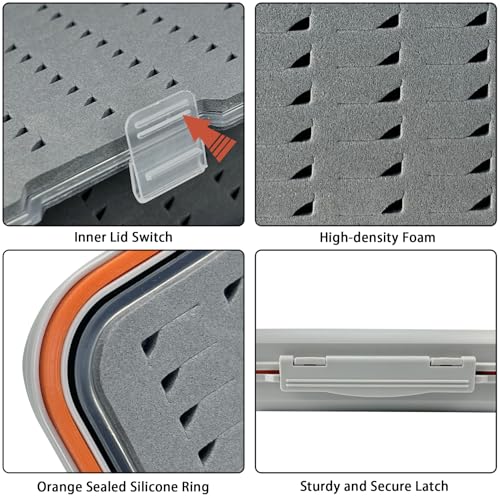 Aventik Large Capacity Waterproof Fly Fishing Box 4-Layer Foam Tackle Fishing Box for Freshwater Saltwater Streamer Storage (H039X) - style: H039X