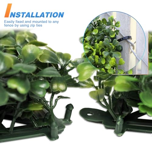 TANG 20"x20"-1PC Artificial Greenery Boxwood Panels Grass Wall Panel, Faux Privacy Fence Ivy Screens Backdrop Fake Hedge for Indoor Outdoor Wedding Décor, Dark Milan Boxwood Panel - color: Dark Milan Boxwood Panel, size: 20"x20"