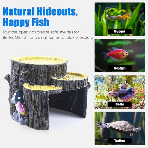 Fish Tank Decorations, Aquarium Decor for Betta Fish Tank Accessories with Plants, Aquarium Accessories, Turtle Tank Decorations, Fish Hideout, Large Tank Ornaments - color: Multicolor