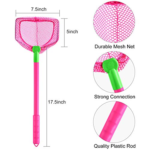 Coopay 2 Pieces Butterflies Fishing Net Catching Bug Floating Bait Beach Nets for Outdoor Playing - color: Rose Red + Green