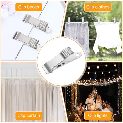 22Pcs Small Metal Clips, Stainless Steel Alligator Clips for Crafts, Oven Safe Clip for Baking Pan, Mini Clamps Backdrop Clip for Office Paper Hanging Lights（Silver）