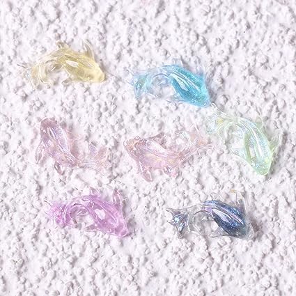 100 Pcs Cute Mini Shiny Resin Goldfish Figurines - Fairytale & Outdoor Statues Mix Colors
