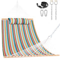 Lazy Daze Hammocks 12 FT Sunbrella Fabric Hammock Non-Fading with Spreader Bars and Free Pillow Fits for 2 Persons, All Weather and Fade Resistant for Patio Yard, 450 lbs Capacity, Carousel Confetti