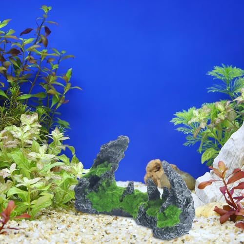 Saim Large Aquarium Mountain View Stone, Resin Cave Ornament – Betta Hideout, Fish House Rock Cave Bridge Aquarium Decorations for Betta Cichlids Hideaway Cave, Crab Hideout