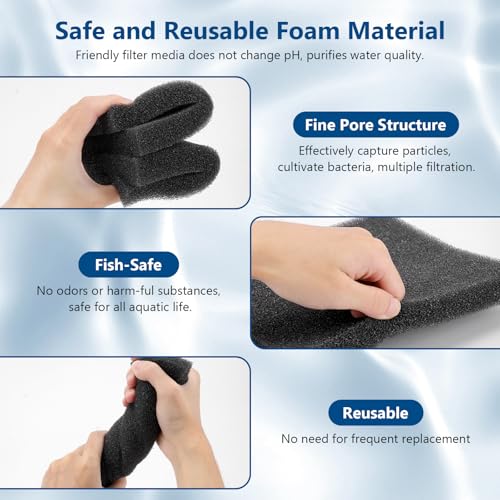 hygger Aquarium Sponge Filter Pad, Filter Media Foam Sponges, Cut-to-Size Open Cell Foam Sheet for Fish Tanks and Ponds, S (4 Pack 5.9 * 3.9 * 1 inch) - size: 5.9*3.9*1 inch/4pcs