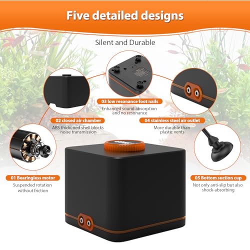 hygger Strong Aquarium Air Pump for Medium Large Fish Tank, Hydroponic Systerm, Household Commercial Use - size: 7W(Tank Up to 120 Gallon Aquariums)