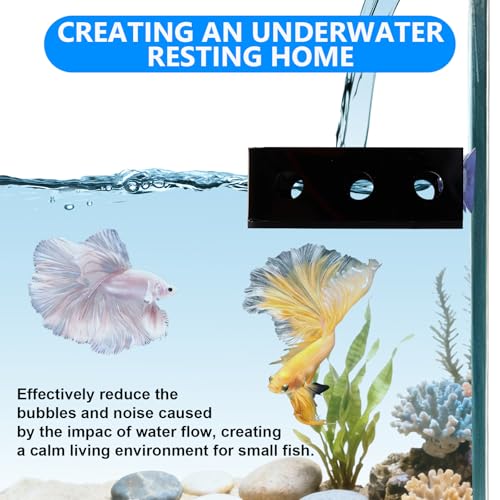 Aquarium Filter Baffle with Suction Cup, ABS Fish Tank Filter Flow Controller, Square Slow Flow Fish Tank Accessory for Betta Fish Shrimp Tanks - size: Black 5.5×3 Inch