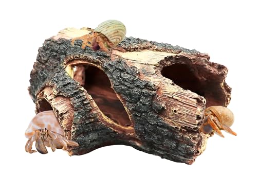 Hermit Crab Hideout, Resin Simulation Stone Reptile Cave Hideout, Hermit Crab Climbing Toys, Terrarium Habitat Decor for Lizard Spider Aquarium Fish Gecko Bearded Dragon