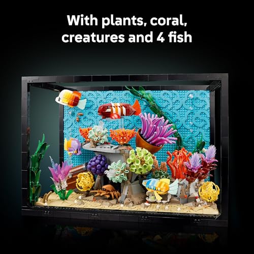 LEGO Icons Tropical Aquarium Building Set for Adults, Ages 18+ - Bedroom, Home Office Decor - Gifts for Men & Women - Model Fish Kit with Plants & Corals - 10366