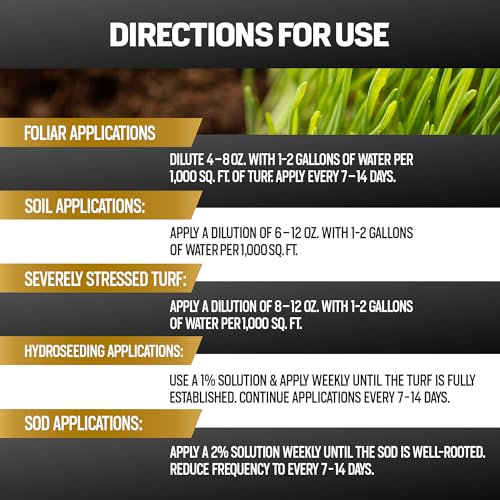 64oz 20% Humic Acid for Lawn - Covers 10,000 sq ft, Humic20 Soil Amendments, Ideal Soil Conditioner for Lawns, Promotes Aeration & Better Structure for Stronger Roots & Healthy Grass Growth