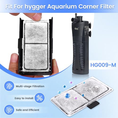 hygger HG009 Aquarium Filter Replacement Carbon Filter Cartridges 4 Pcs with Triangle Filter Sponge 3 Pcs (M) - size: M