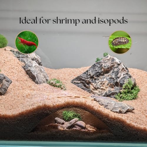 Aquarium & Terrarium Natural Viewing Cave | Fish & Reptiles | Gecko, Corydora, Pleco, Kuhli Loach Hide (Sand - Grid Entrance Design - for Shrimp, Isopods) - color: Sand - Grid Entrance Design - for Shrimp, Isopods