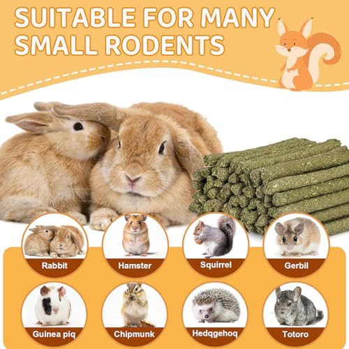 VESPRO 52Pcs Rabbit Chew Sticks, Guinea Pig Toys, Natural Timothy Grass Molar Teeth Stick, Guinea Pig Timothy Hay, Chew Toys for Bunny, Rabbits, Hamsters, Small Animals Treats - size: 1 Count (Pack of 52)