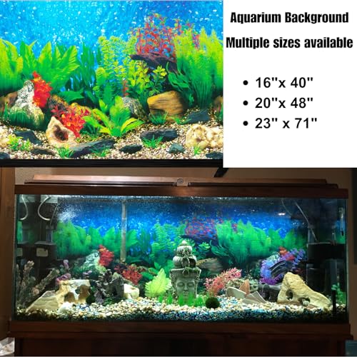 ELEBOX New 15.7" x 40" Fish Tank Background 2 Sided River Bed & Lake Background Aquarium - color: Type F