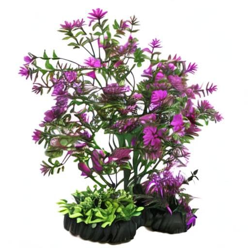 Penn-Plax Plastic Aquarium Decorative Plant - Bonsai Plant Purple Flowers - 7" - 8"