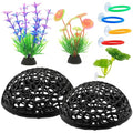9 Pcs Betta Toys and Betta Enrichment Toys, Aquarium Shrimp Hides and Shrimp Hide Accessories Behavioral Stimulation, Complete Set with Hiding Caves and Training Rings