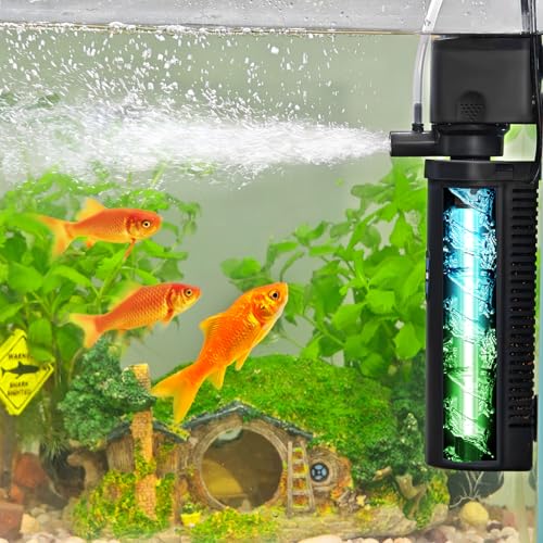 COOSPIDER Aquarium Filter U-Very Suitable for 20-75 Gallon Tank, 30 Gallon Fish Tank Water Filter for Green Water Control, Internal Submersible Pump Filtration System, Fish Filters for Aquariums - size: CTUV-H6F (20-75Gallon)