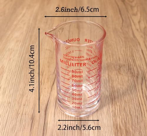 Ackers 3oz/90ml Glass Measuring Cup – Shot Glass with Double Scale-Ounce,Ml Markings for Kitchen & Bar(Pack of 2) - color: Red(Pack of 2)