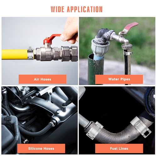 60Pcs 0.39"(10mm) Spring Band Hose Clamps,Constant Tension Hose Spring Clamps, Fuel Line Silicone Vacuum Hose Steel Clamp,Low Pressure Air Clip Clamp for Automobiles(Grey) - color: Gery-60pcs, size: 0.39"(10mm)