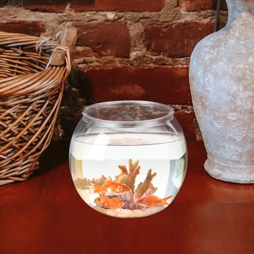 Mipcase Unbreakable Transparent Plastic Fish Tank Globe 5.90In Round Desktop Fish Bowl Aquarium Decor for Home Office Tabletop - size: 15x13cm