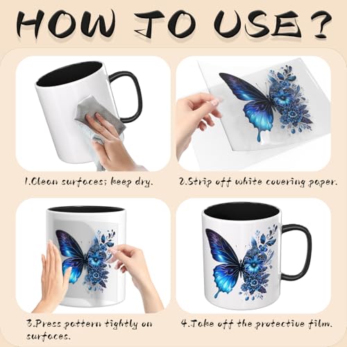 UV DTF Cup Wraps, 4 Sheets Watercolor Butterfly Transfer Stickers for 16oz Glass, Rub On Decals for Tumblers and Candlestick - style: Watercolor Butterfly