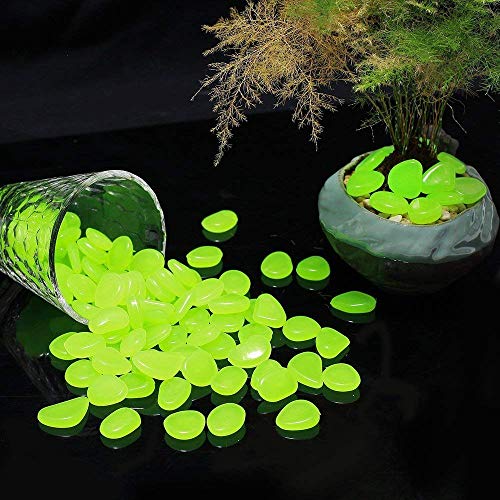 340 Pcs Glow in The Dark Garden Pebbles, Gardening Luminous Glow Stones Outdoor Decor Glowing Water Fish Tank Gravel (Green) - color: Green, size: 340