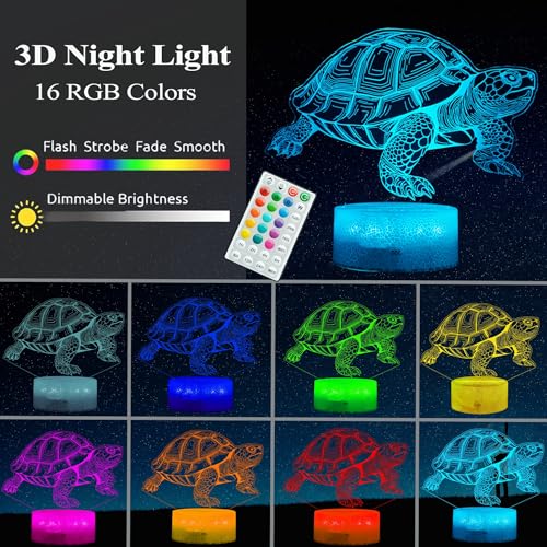 Tortoise Gifts for Men, Turtle Night Light with Remote Control, 16 Colors Changing, Timer, RGB Flashing Mode and Dimmable, Tortoise Gifts Stuff for Men Christmas Decor - color: Tortoise