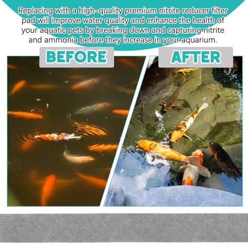 Treela Nitrite Remover Pad 4.53 x 39.37 inches Nitrate Reducer Filter Pad Fish Tank Filter Pads Nitrate Remover Cut to Fit for Aquariums and Pond Reducing Media Pad - color: Gray, size: 4.53 x 39.37 Inch