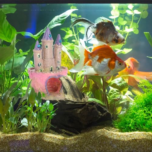POPETPOP Aquarium Decorations Heart Castle - Fish Tank Decorations Cichlids Fish Hideout House for Girls Gift Toy Pink