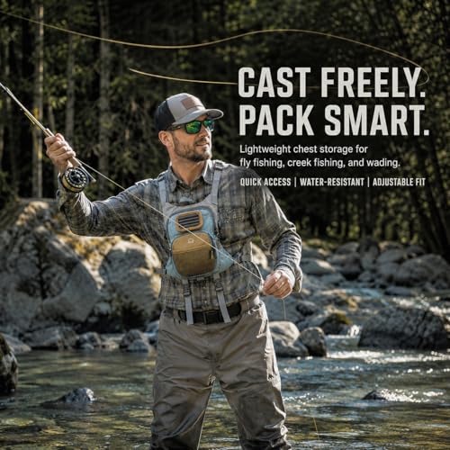 Qiullen Fly Fishing Chest Pack,Waterproof Tackle Bag with Zip-Down Workstation,Fly Box Storage,Net Holder,Adjustable Straps for Wading and Stream Fishing